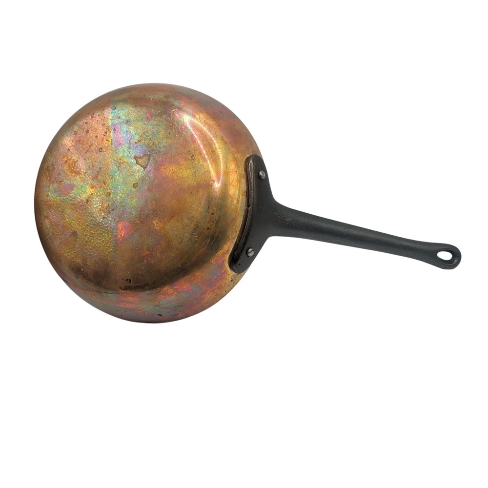 VTG Baumalu Frying Pan 8in Copper Tin Lined Skillet Cast Iron Handle France